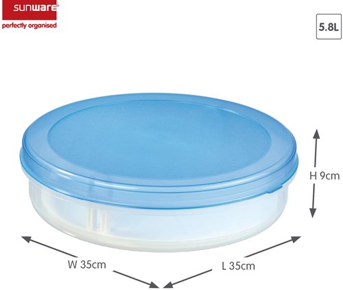 Sunware Kuchenbox mit Lift - Tortendose - transparent blau - 35x35x9 cm