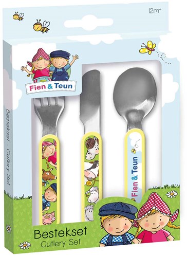 Bambolino Toys Kinderbesteckset Fien & Teun 3-teilig Edelstahl Kleinkindbesteck