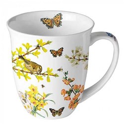 Ambiente Tasse Keramik 0,4L weiß mit Blumenmuster - Spring awakening