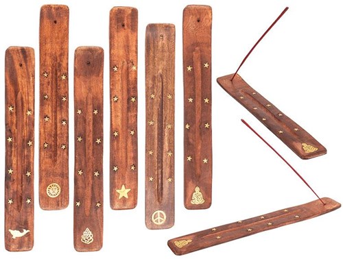 Houten wierookstokjeshouder 25,5x4cm