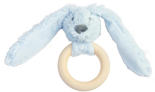 Happy Horse Holz-Beißring blau Richie Kaninchen - FSC Baby Beißspielzeug