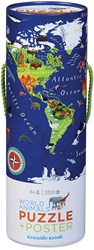 Crocodile Creek Weltkarte Puzzle 200 Teile mit Tieren und Poster