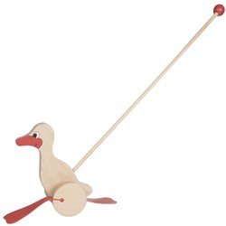 Goki Holz-Stokroller Ente - Schiebespielzeug für Kleinkinder