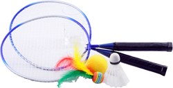 HOT Sports + Toys Badminton-Set für Kinder mit Shuttle und bunten Schlägern