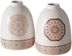 Boltze Home Keramikvase Chakra 16cm - Deko Vase weiß braun