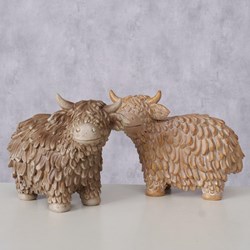 Boltze Home Dekoration Schottisches Hochlandrind Figur Kunststoff 18x9x13cm Braun