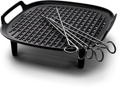 Philips Airfryer Grillzubehör XXL - Grillplatte und Spieße - Schwarz