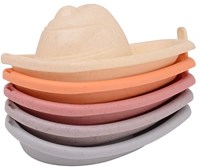 Johntoy Bioplastik Badebootchen Happy World 5 Stück stapelbares Spielzeug-3