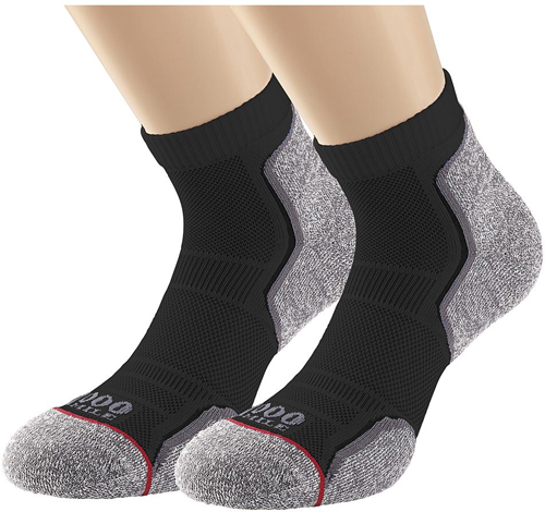 1000 Mile Laufsocken Herren recyceltes Twin Pack schwarz-grau medium