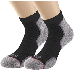 1000 Mile Laufsocken Herren recyceltes Doppelpack schwarz-grau XL