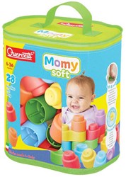 Quercetti Bausteine Momy Soft - 28 Stück - buntes Babyspielzeug