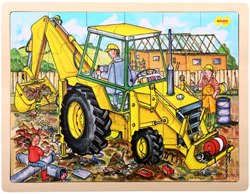 BigJigs Holzpuzzle Bagger - 24 Teile - Lernspielzeug für Kinder