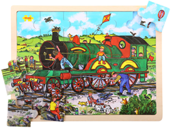 BigJigs Holzpuzzle Zug - 24 Teile - Lernspielzeug für Kinder
