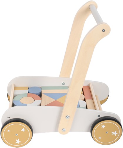 Atan Holz Bauklötze Lauflernwagen - Aktivitätsspielzeug für Kleinkinder-2