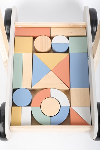 Atan Holz Bauklötze Lauflernwagen - Aktivitätsspielzeug für Kleinkinder-3