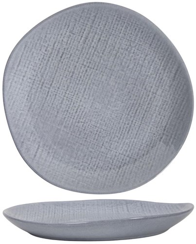 Dinner Teller Keramik woven Textil grau 27cm modernes Geschirr