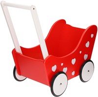 Planet Happy Holzpuppenwagen rot mit weißen Herzchen Spielzeug