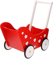 Planet Happy Holzpuppenwagen rot mit weißen Herzchen Spielzeug-2