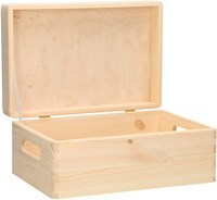 Playwood Aufbewahrungsbox aus Kiefernholz mit Klappdeckel für Bastelmaterial 30x20x13,5 cm-2