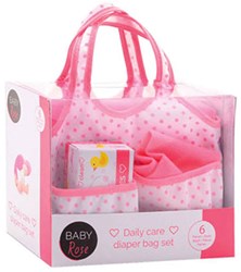 Johntoy Babypuppe Wickeltasche mit Zubehör - rosa Pflegetasche
