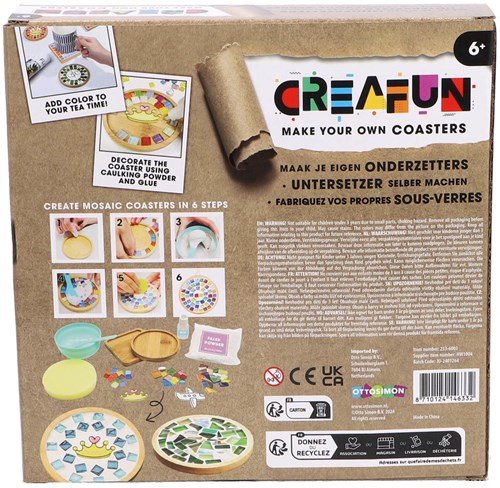 Creafun Bastelset Untersetzer gestalten - buntes Mosaik DIY Set-2