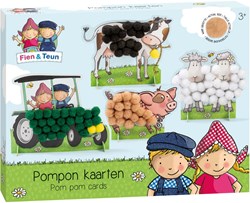 Bambolino Toys Bastelset Fien & Teun Pompon kleben Bauernhoftiere