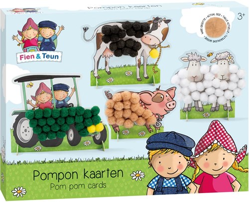 Bambolino Toys Bastelset Fien & Teun Pompon kleben Bauernhoftiere