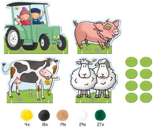 Bambolino Toys Bastelset Fien & Teun Pompon kleben Bauernhoftiere-2