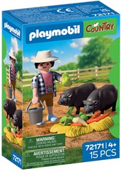Playmobil Country Bauernhof Spielzeug Bauer mit Hängebauchschwein 72171