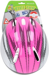 Johntoy Fahrradhelm Kinderhelm Größe 50-54 rosa schwarze Karos sicher