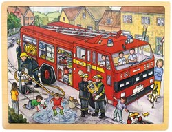 BigJigs Holzpuzzle Feuerwehr - 24 Teile Lernspielzeug