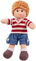BigJigs Puppe Harry - Stoffpuppe Junge mit blonden Haaren und Streifenshirt