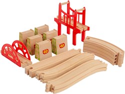 BigJigs Holz Eisenbahn Erweiterungsset Brücken 18-teilig Spielzeug
