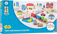 BigJigs Holz Eisenbahnset Stadt und Land - 101-teiliges Spielzeug