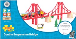 BigJigs Holz Eisenbahn Doppel-Hängebrücke rot - Spielzeug Brücke
