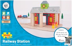 BigJigs Holzbahnhof - Spielzeug Eisenbahn Zubehör