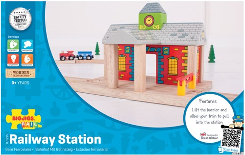 BigJigs Holzbahnhof - Spielzeug Eisenbahn Zubehör