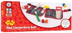 BigJigs Werkzeug-Gürtel Holz Rot - Spielzeug Werkzeugset