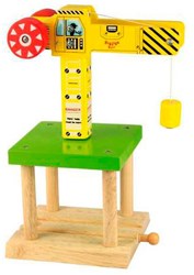 BigJigs Holzkran - gelber Spielzeugkran für Kinder