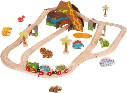 BigJigs Holz Dinosaurier Eisenbahnset - 49-teiliges Spielzeug