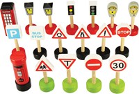 BigJigs Holz-Verkehrsschilder Spielset - 18-teiliges Set