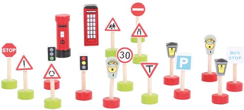 BigJigs Holz-Verkehrsschilder Spielset - 18-teiliges Set-2