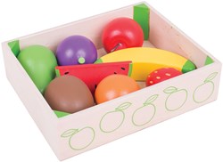 BigJigs Holzspielzeug Früchte Box - Obstset für Kinder