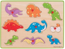 BigJigs Holzpuzzle Dinosaurier - Lernspielzeug 9 Teile für Kinder