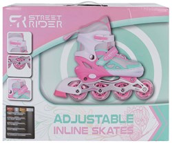 Inline Skates rosa grün verstellbar Größe 33-36 Kinderskates