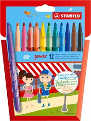 Stabilo Filzstifte power - Etui mit 12 Farben - bis zu 8 Wochen ohne Kappe