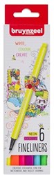 Bruynzeel Fineliner Set Neon 6 Farben - Kreative Stifte für Kinder