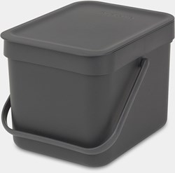 Brabantia Abfalleimer Sort & Go 6L grau - kompakter Küchenmülleimer