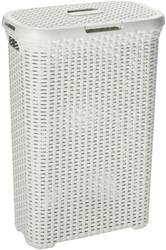Curver Wäschebox Kunststoff 40 Liter Vintage Weiß mit Deckel und Griffen
