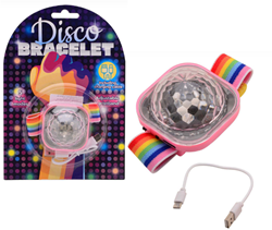 Johntoy Disco Armband wiederaufladbar mit leuchtender Discokugel Spielzeug